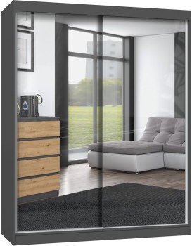 Šatní skříň IGA se zrcadlem 160 cm antracitový dub Artisan