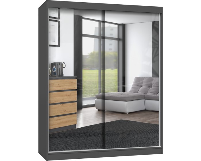 Šatní skříň IGA se zrcadlem 160 cm antracitový dub Artisan