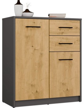 Komoda SIMPLO 2D2S 74 cm antracitová/dub artisan