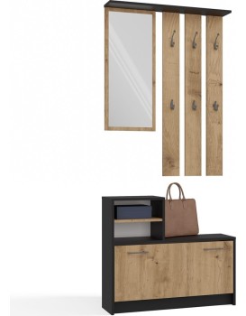 Předsíňová stěna GARDE 85 cm antracitová/dub artisan