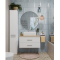 Závěsná skříňka pod umyvadlo s deskou NEL 2S 80 cm bílá/dub Artisan