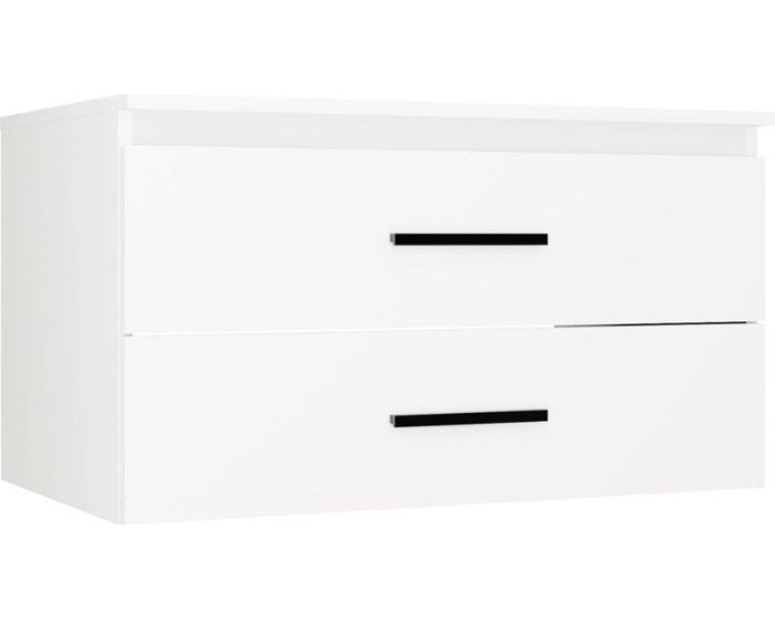Závěsná skříňka pod umyvadlo s deskou NEL 2S 80 cm bílá/černá