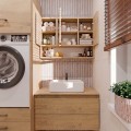 Závěsná koupelnová skříňka se zrcadlem POLA 3DL/P dub artisan 