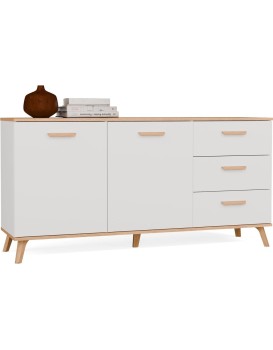 Komoda Olympo 2D3S 150 cm bílá/dub Artisan