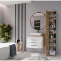 Závěsná skříňka pod umyvadlo s deskou NEL 2S 60 cm bílá/dub Artisan