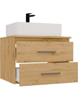 Závěsná skříňka pod umyvadlo s deskou Nel 2S 60 cm dub Artisan