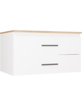 Závěsná skříňka pod umyvadlo s deskou NEL 2S 80 cm bílá/dub Artisan