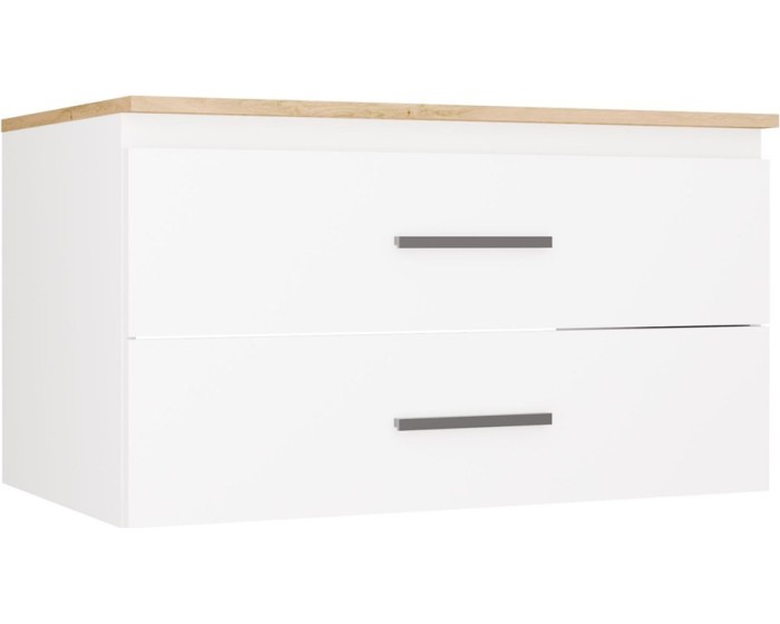 Závěsná skříňka pod umyvadlo s deskou NEL 2S 80 cm bílá/dub Artisan