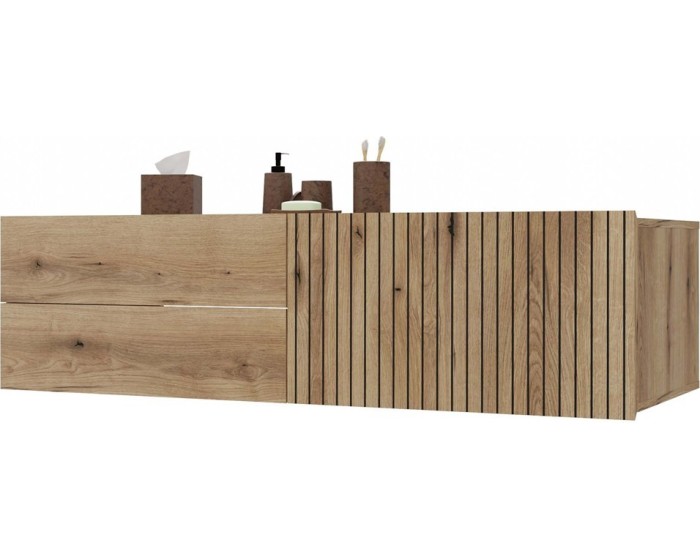 Závěsná skříňka pod umyvadlo s deskou TIGO 1D2S 140 cm dub evoke