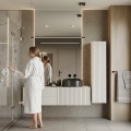 Závěsná vysoká koupelnová skříňka Tigo 1D 135 cm kašmír
