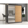 Šatní skříň se zrcadlem Iga A/C 160 cm antracit/dub artisan