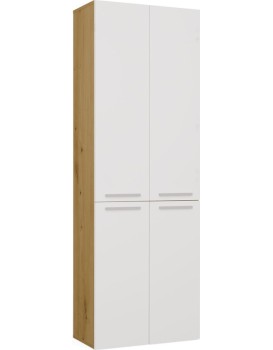 Koupelnová skříňka s košem na prádlo NEL 1K DD bílá/dub Artisan