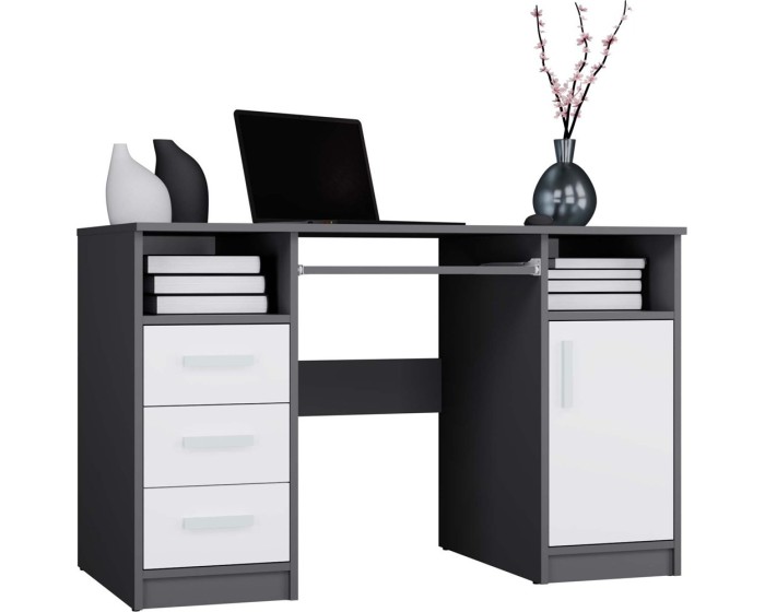 Psací stůl DELTA 120 cm antracitový/bílý