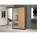Šatní skříň Iga se zrcadlem 120 cm antracit/dub artisan