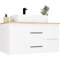 Závěsná skříňka pod umyvadlo s deskou NEL 2S 80 cm bílá/dub Artisan