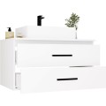 Závěsná skříňka pod umyvadlo s deskou NEL 2S 80 cm bílá/černá
