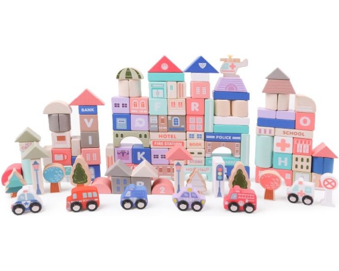 Sada edukačních kostek + podložka EcoToys Townie