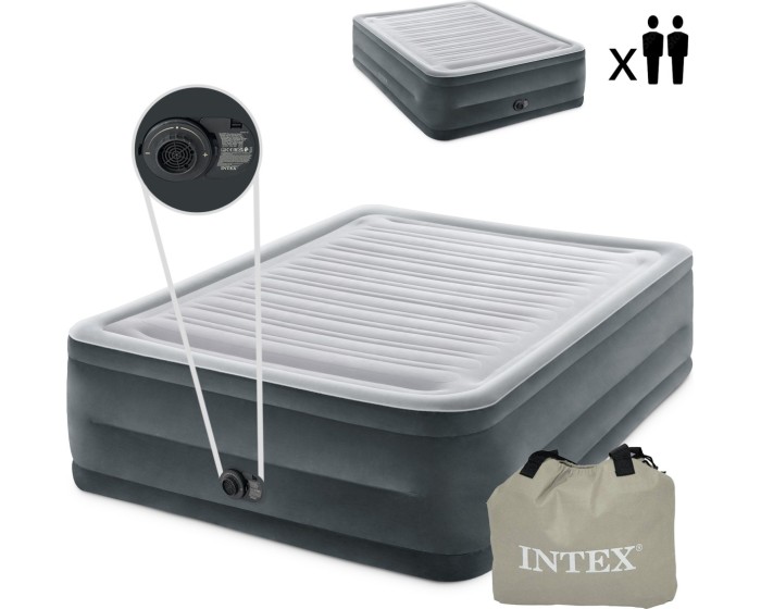 Nafukovací matrace s automatickou pumpou INTEX šedá