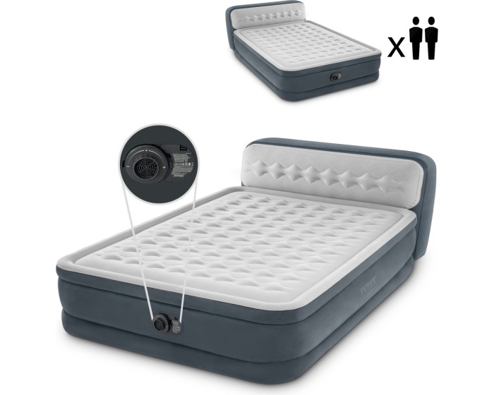 Nafukovací matrace s automatickou pumpou DELUXE šedá