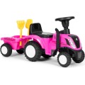 Dětské odrážedlo TRACTOR s vozíkem růžové