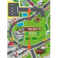 Požárnická garáž XXL + herní podložka CITY červená