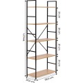 Dřevěný regál s kovovým rámem Loft 5 polic hnědý II