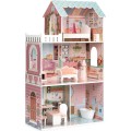 Domeček pro panenky ECOTOYS: BARBIE s nábytkem růžový