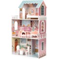Domeček pro panenky ECOTOYS: BARBIE s nábytkem růžový