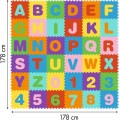 Pěnová podložka Puzzle čísla a písmena 178x178 cm barevná