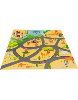 Pěnová podložka Puzzle safari 93x93 cm barevná