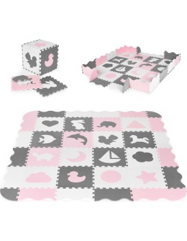 Pěnové puzzle s 36 dílky ANIM růžovo-šedé