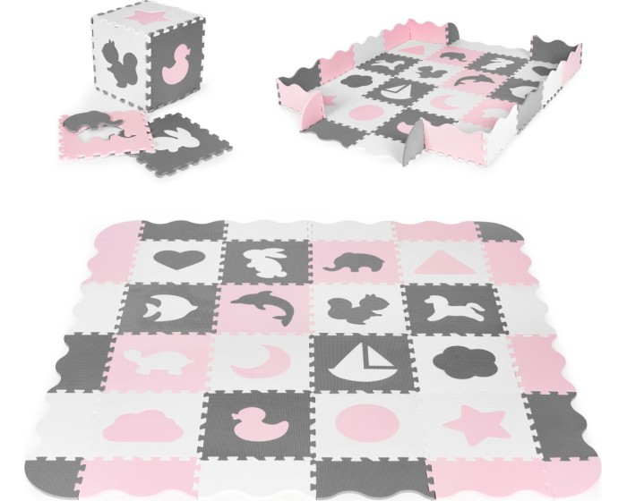 Pěnové puzzle s 36 dílky ANIM růžovo-šedé