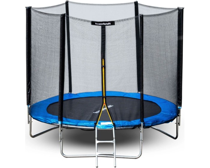 Zahradní trampolína se sítí a žebříkem BLANDON 304 cm modrá/černá