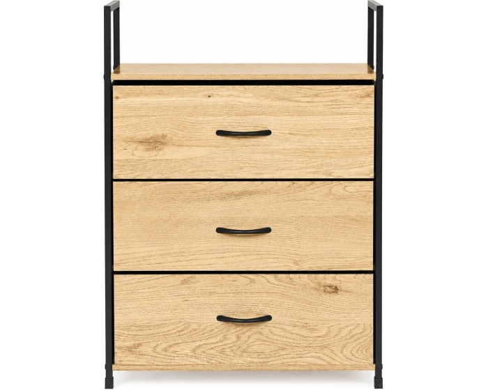 Komoda s látkovými zásuvkami Dami 60 cm černá/hnědá