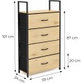 Komoda s látkovými zásuvkami Dami 101 cm černá/hnědá