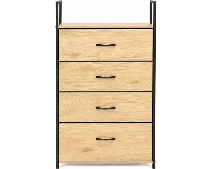 Komoda s látkovými zásuvkami Dami 101 cm černá/hnědá