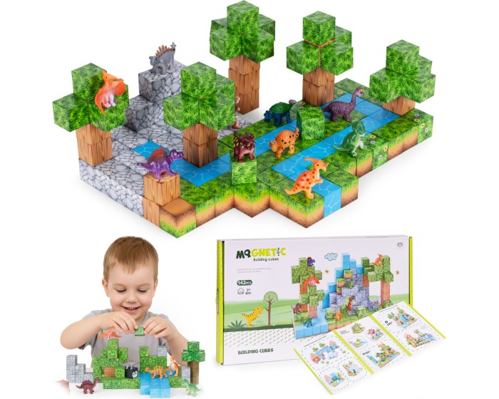 Magnetická stavebnice 142 ks DINO WORLD vícebarevná