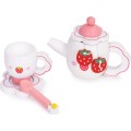 Dřevěný čajový servis pro děti STRAWBERRY bílý/růžový
