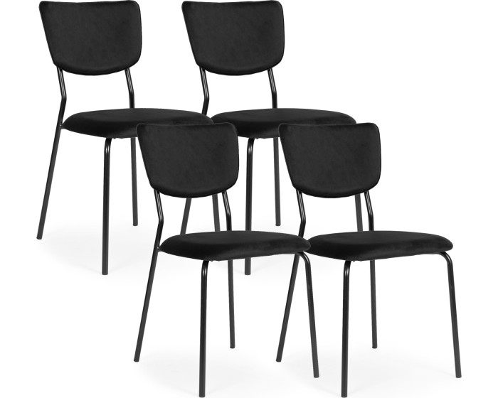Sada 4 ks jídelních židlí Lerry samet černá