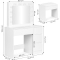 Toaletní stolek s LED osvětlením a taburetem Rety 94 cm bílý II
