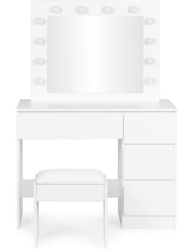 Toaletní stolek s LED osvětlením a taburetem Rety 94 cm bílý II