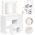 Toaletní stolek s LED osvětlením a taburetem Rety 94 cm bílý