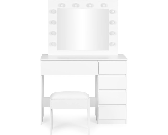 Toaletní stolek s LED osvětlením a taburetem Rety 94 cm bílý
