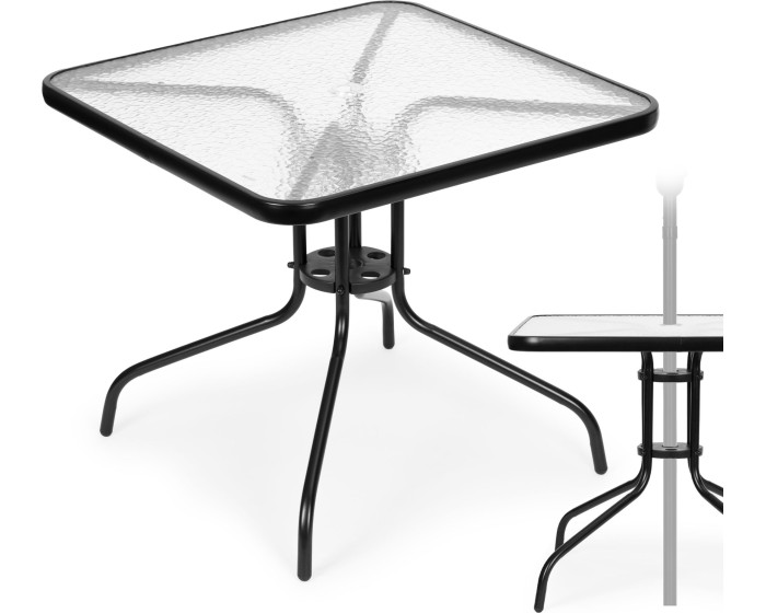 Zahradní stolek MultiGarden 80x80 cm černý/čiré sklo