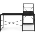 Rohový psací stůl s regálem MASON 145x145 cm černý 