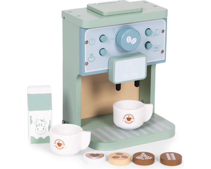 Dřevěný kávovar pro děti ESPRESSO modrý