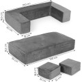 Dětská modulární pohovka DIY 4 díly šedá