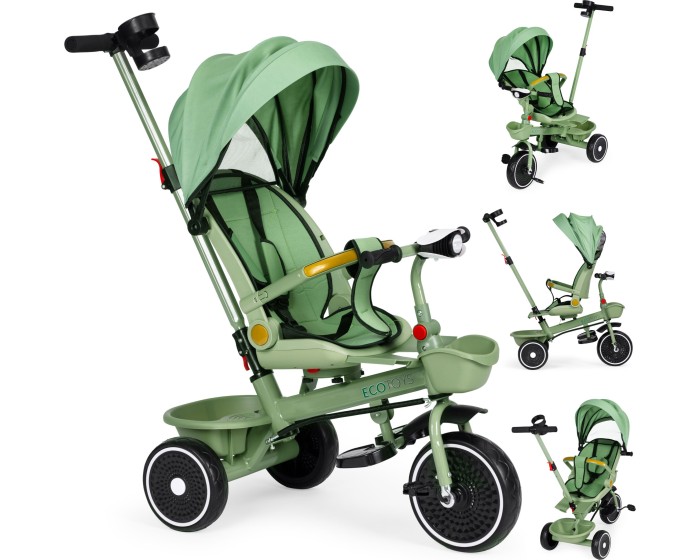 Dětská tříkolka - kočárek Ecotoys HEAVEN 2v1 zelená