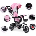 Dětská tříkolka - kočárek Ecotoys HEAVEN 2v1 růžová/černá