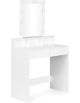 Toaletní stolek s LED osvětlením Cirko 80 cm bílý